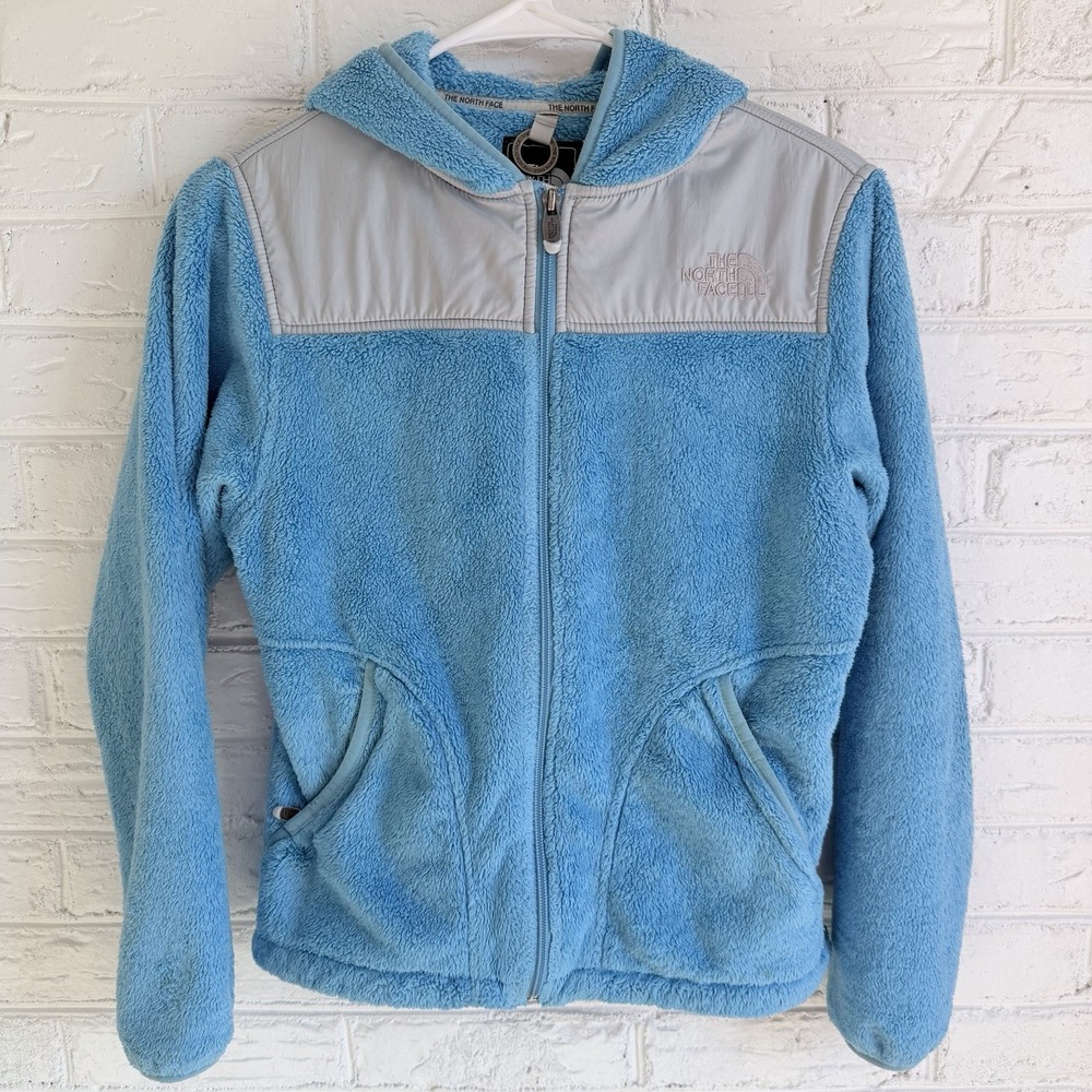 The North Face Kids Oso‎ Fleece Zip Hoodie Girls Blue Jacket Coat Size Xsmall